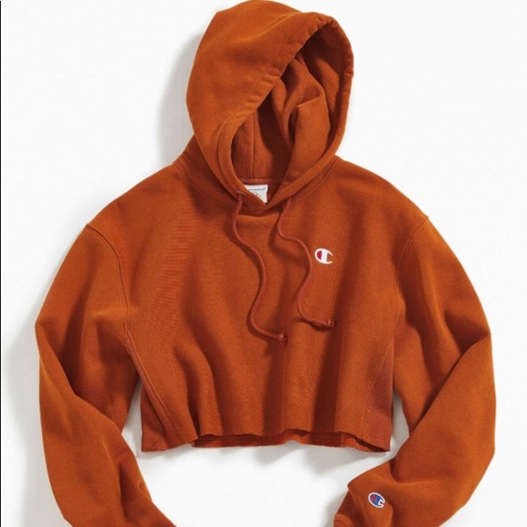 orange champion cropped hoodie